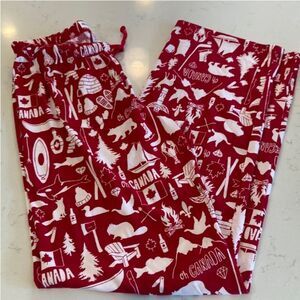 ❤️ Little Blue House Canada Christmas Red White Whimsey Cotton Pajama Pants XS
